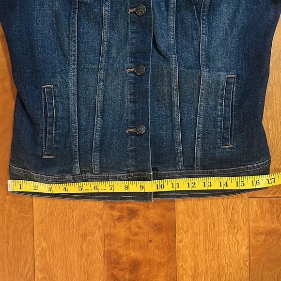 Old Navy Y2K Blue Denim Jean Jacket Size S Tall Coastal Tailored Fit Nautical - Picture 9 of 13